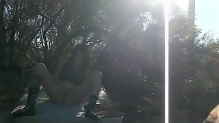 Jacking and fucking biker chick out in the local forest
