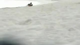 Naughty amateur couple having wild sex on the beach early morning