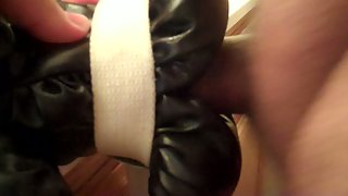 Fucking my boxing gloves with vaseline