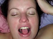 Wife takes a mouthful of semen before gulping