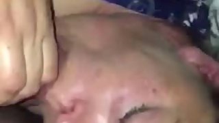 Deep throat blowjob given by buxom brunette