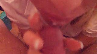 Messy slut girlfriend on her knees giving oral loving with popshot