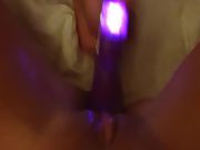 Wife's pussy getting pummeled by vibrator