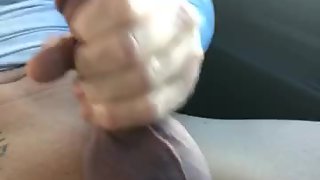 Masturbation outside in car wanking my meat