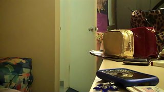 Vacation hookup in hotel room, she unwraps off to fuck doggy style