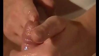 Lubed up hj movie with creamy cum shot