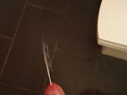 Cleaning fuck stick in the bathroom in the morning